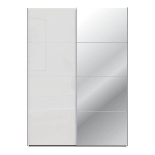 Szafa ubraniowa z lustrem 150 cm Kolor Biały / Biały połysk